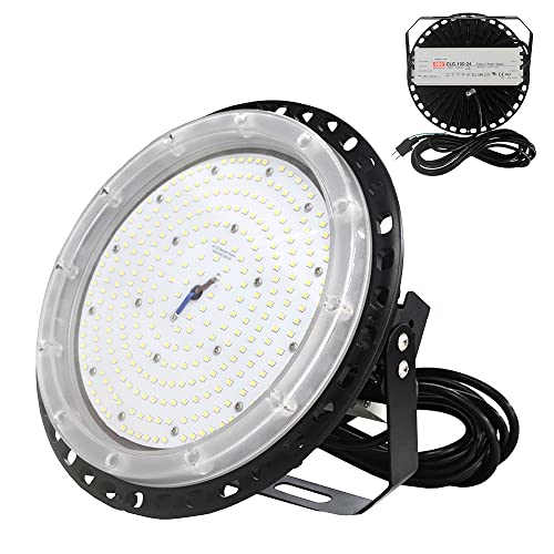 LED 100W UFO LEDハイベイ照明 LED投光器 16000LM 1000Ｗ相当 省エネ高輝度160LM/W 昼光色/昼白色/白色/電球色 四色選択でき 超明るい 円盤型 UFO型 ペンダントライト ダウンライト 無騒音 防水性 商業照明 工場 倉庫 駐車場 LED高ベイライト 天井吊り用 地面看板用もOK IP65防塵防水 屋外屋内対応 100V 200V両方対応 MEANWELL電源付 工事不要 5M防水ACプラグ付 50000H長寿命 2年保証 (昼光色6000K)